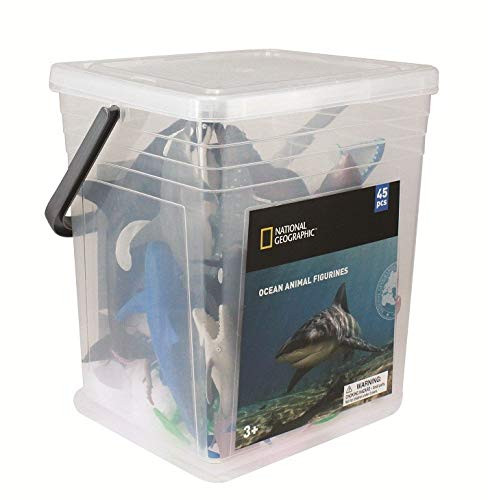 Wenno USA National Geographic Large Bucket of Sea Animals Figurines, 45 Pieces