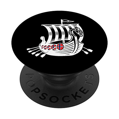 Norway Viking Ship Shirt Norwegian Flag Dragon Boat PopSockets PopGrip Swappable Grip for Phones and Tablets