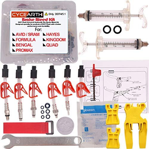 CYCEARTH Bicycle Brake DOT Oil Bleed Kit for Avid Sram Code 5 R Juicy Ultimate Elixir Formula Hayes Bngal Hope Quad Hydraulic Disc Tools