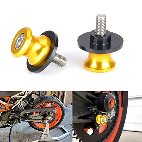 Goldfire 2pcs 8MM M8 X1-5 Motorcycle Swing arm Sliders Spools CNC Swing Arm Stand Screw for Kawasaki Z650 Z800 Z900 Z1000 -Yellow-