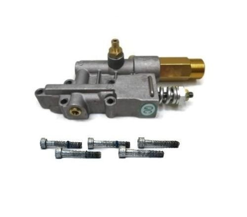 Homelite Replaces Himore Complete Outlet Manifold for Pressure Washer Pump  USES 5 Screws in This Manifold  Including O-Rings  Unloader  Outlet Pipe C