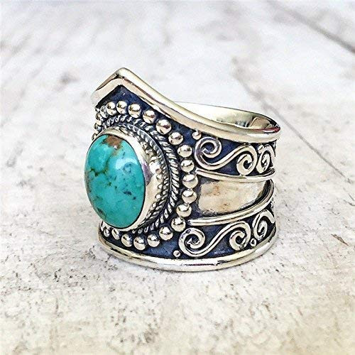 Wassana Women Men 925 Silver Ring Gift Gemstone Turquoise Wedding Engagement Size 6-10 -10-
