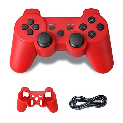 PS3 Controller Wireless  PS3 Joystick  PS3 Remote  Wireless PS3 Controller Double Shock Gamepad Compatible for Playstation 3  Coming with Skin Cover T
