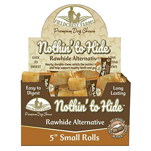 Fieldcrest Farms 2 Pack of Nothin to Hide Peanut Butter Rolls  5 Inch Small  Rawhide Alternative Dog Chews