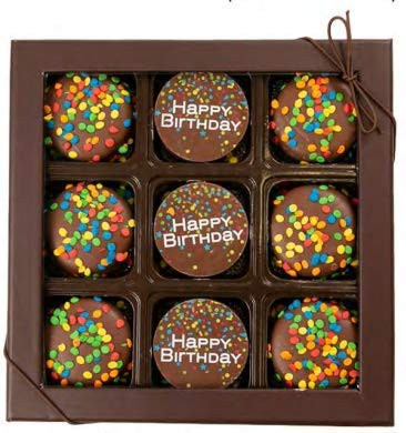 Chocolate Works Happy Birthday Chocolate Covered OREO Cookies  9-Piece Gift Box