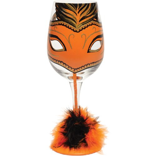 Lolita "Masquerade Too" Hand Painted Wine Glass-GLS11-5575N.