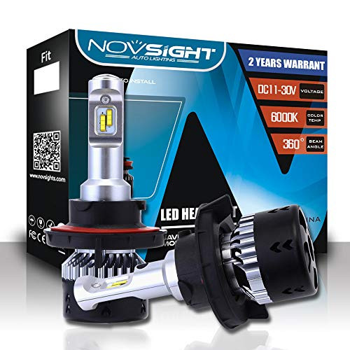 LED Headlight Bulbs  Novsight H13-9008 Hi-Lo Beam 10 000Lumens Extremely Bright High Power High Beam-Low Beam-Fog Light Bulb Conversion Kit  6000K Xen