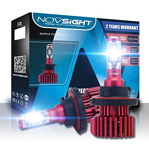 H13 LED Headlight Bulbs  Novsight Car LED Headlamp  All-in One Automotive Conversion Kits Auto Cars Super Bright Upgraded CSP Chips Hi-Low Beam Fog Li