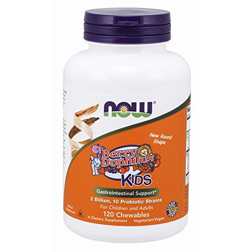 NOW Supplements  BerryDophilus with 2 Billion  10 Probiotic Strains  Xylitol Sweetened  Strain Verified  120 Chewables