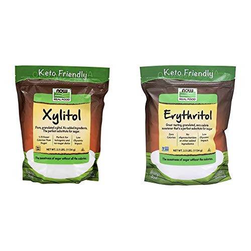 NOW Foods  Xylitol  Pure with No Added Ingredients  Keto-Friendly  Low Glycemic Impact  Low Calorie  2-5-Pound and Erythritol  Great-Tasting Substitute