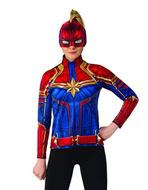 Rubies Womens Captain Marvel Hero Top and Headpiece  as Shown  Small