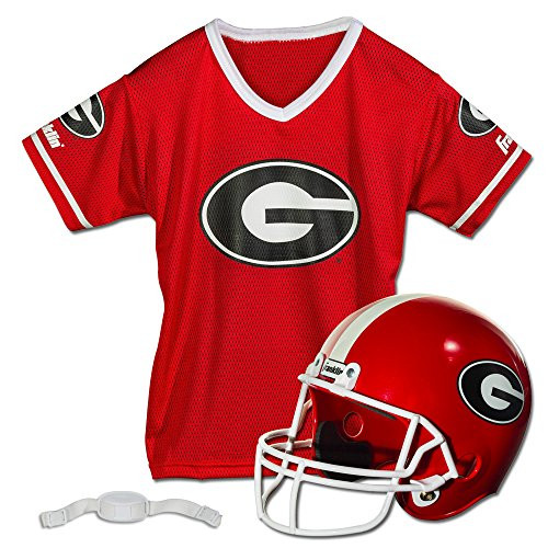 Franklin Sports Georgia Bulldogs Kids College Football Uniform Set - NCAA Youth Football Uniform Costume - Helmet  Jersey  Chinstrap Set - Youth M