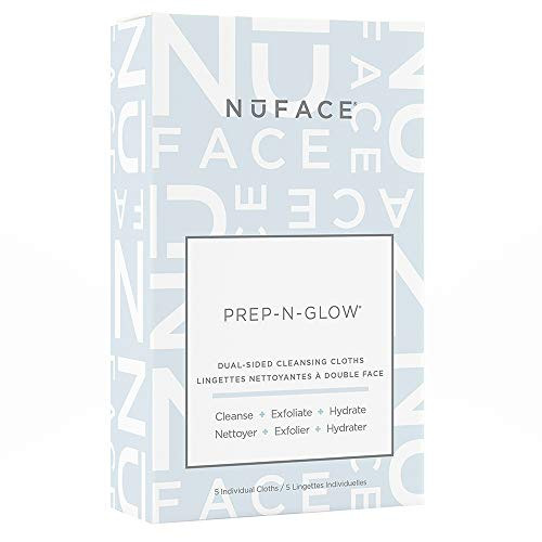 NuFACE Prep-N-Glow Dual-Sided Cleansing Cloths   Exfoliating Hydrating Facial Cleansing Wipes Enriched with Hyaluronic Acid   Dual-Sided Makeup Remova