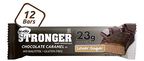 NuGo Stronger Chocolate Caramel  23g Whey Protein  10g Fiber  Gluten Free  12 Count  2-82 Ounce