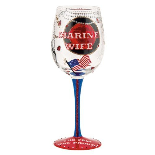 Santa Barbara Design Studio Lolita Love My Wine Hand Painted Glass, Marine Wife