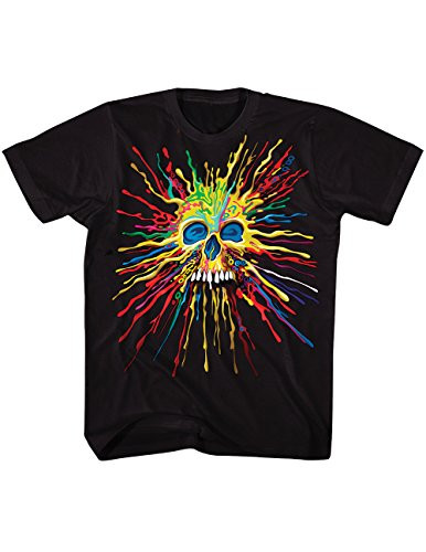 Liquid Blue Mens Neon Skull T-Shirt  Black  XX-Large