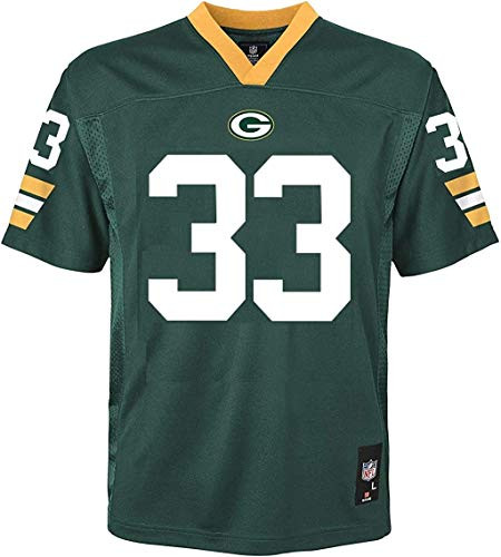 Outerstuff Aaron Jones Green Bay Packers NFL Boys Youth 8-20 Green Home Mid-Tier Jersey -Youth Medium 10-12-