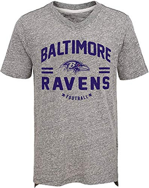 Baltimore Ravens NFL Boys Youth 8-20 Heritage Gray Tri-Blend Team T-Shirt -Youth Medium 10-12- Baltimore Ravens NFL Boys Youth 8-20 Heritage Gray Tri-Blend Team T-Shirt -Youth Medium 10-12-