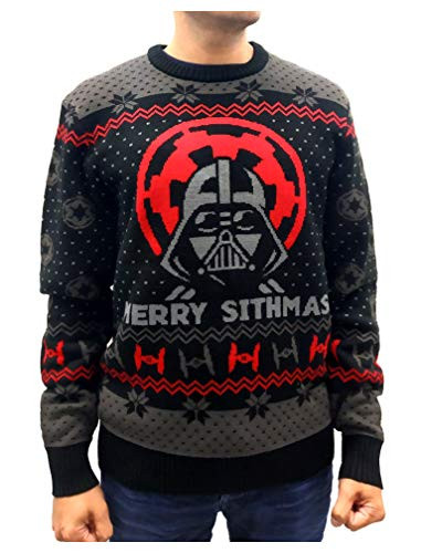 Star Wars Darth Vader Ugly Christmas Sweater Merry Sithmas Adult Holiday Sweater Large Multicolor