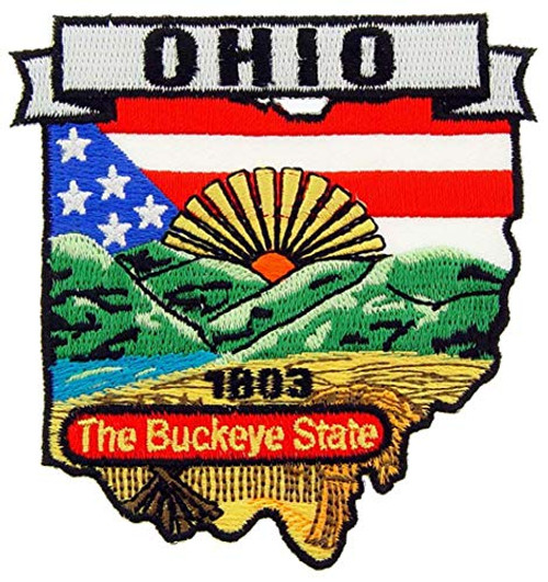Ohio State Shaped Map Embroidered Patch with Iron-On Adhesive Ohio State Shaped Map Embroidered Patch with Iron-On Adhesive