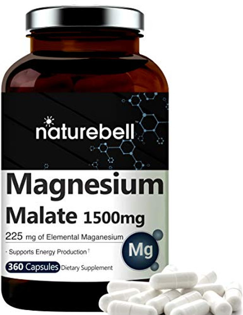 NatureBell Magnesium Malate 1500mg Per Serving  360 Capsules  Non-GMO