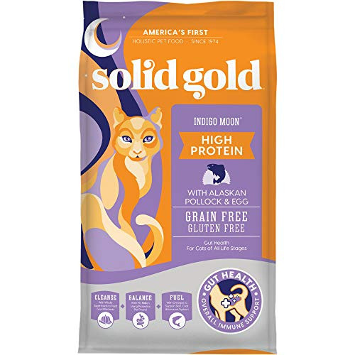 Solid Gold - Indigo Moon with Real Alaskan Pollock and Eggs - High Protein - Grain-Free - Holistic Dry Cat Food for All Life Stages - 3 Lbs