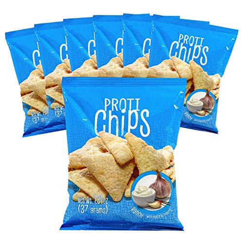Proti-Thin Ranch Proti Protein Chips  15g Protein  Low Calorie  Low Fat  Low Carb  High Fiber  Gluten Free  Healthy Snack Chips  7 Single Serving Bags