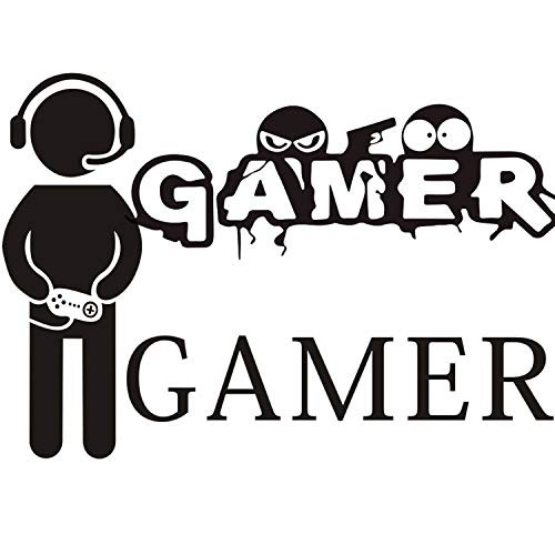 Gamer with Controller Wall Decal Bundle with Gamer Wall Sticker  Vinyl Game Décor Wall Stickers Art Design Stickers Wall for Home Playroom Bedroom Gam