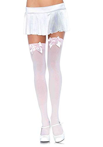 Leg Avenue Womens Satin Bow Accent Thigh Highs  Lt- Pink  O-S