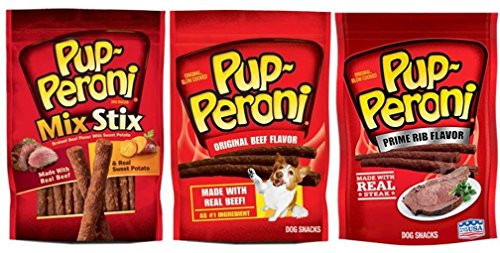 Pup-Peroni Real Beef Dog Snacks 3 Flavor Variety Bundle -1- Pup-Peroni Original Beef Flavor  -1- Pup-Peroni Prime Rib Flavor  and -1- Pup-Peroni Beef