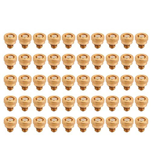 50 pcs Brass Misting Nozzles Tees  Low Pressure Atomizing Misting Brass Spray Nozzles for Greenhouse  Mist Nozzle Sprinkler for Cooling System