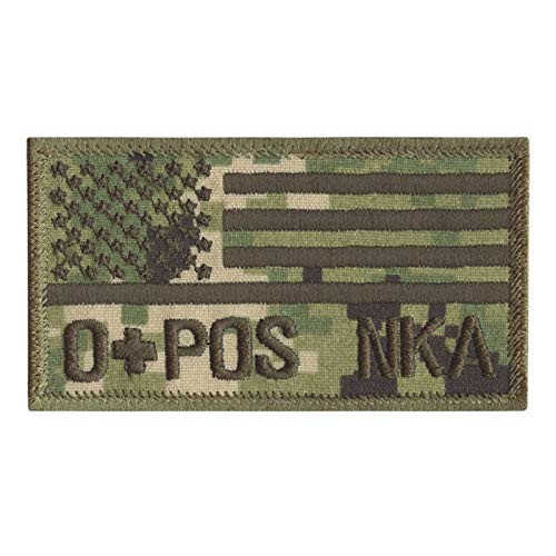 LEGEEON OPOS O- Blood Type NKA USA Flag NWU Type III US Navy Standard Size 2-1-8x4 AOR2 USN Touch Fastener Patch