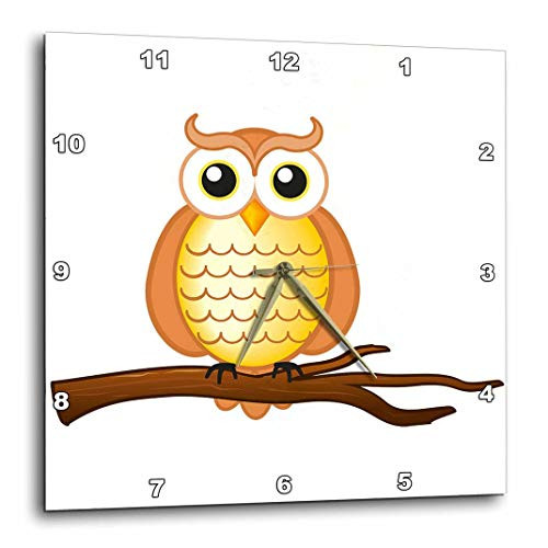 3dRose dpp-165566-1 Orange Wise Owl-Wall Clock  10 by 10-Inch