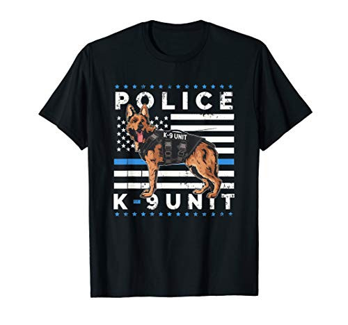 K9 Police Officer American Flag Thin Blue Line K-9 Unit Gift T-Shirt