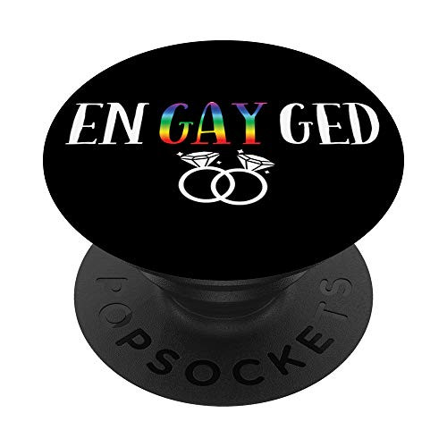 Engayged Gay Pride LGBTQ LGBT Wedding Lesbian Couple Gifts PopSockets Grip and Stand for Phones and Tablets
