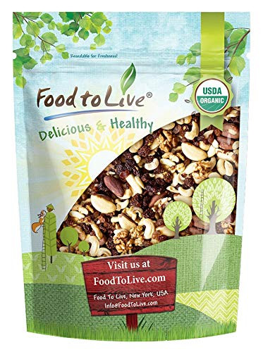 Organic Energy Trail Mix  2 Pounds  Non-GMO and Raw Nuts and Berries including Cashews  Golden Berries  Raisins  Walnuts  and Brazil Nuts- Non-Irradi