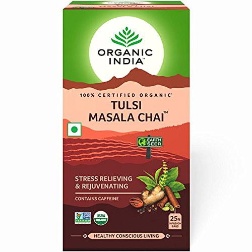 Organic India - Tulsi Masala Chai - Loose Tea Bags  USDA Certified Organic  Contains Caffeine - 25 Tea Bags - Pack of 3