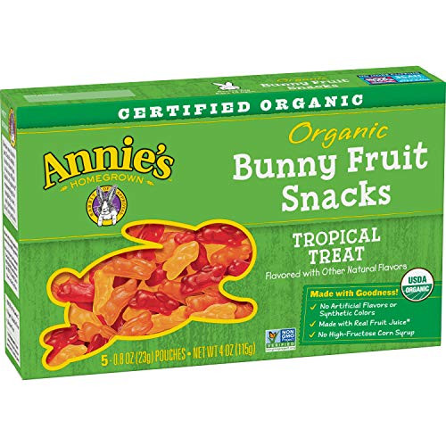 Annies Gluten Free Organic Bunny Fruit Snacks  Tropical Treat  5 ct