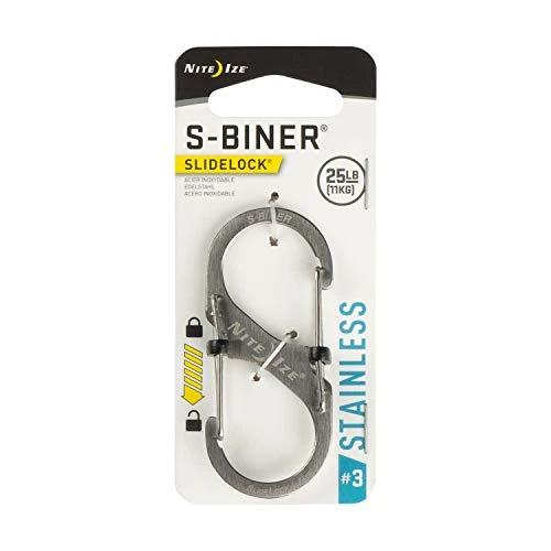 Nite Ize LSB3-11-R6  Stainless Size-3 S-Biner SlideLock Dual Carabiner  Locking Gates  Steel