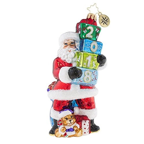 Christopher Radko Unwrapping 2018 Santa Glass Ornament