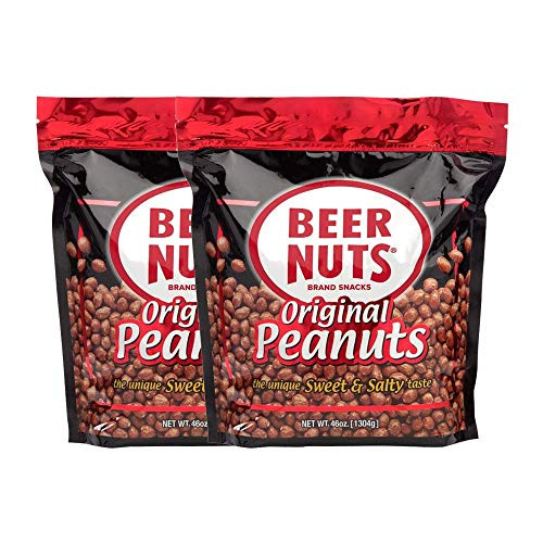 BEER NUTS Original Peanuts - 46 oz Resealable Bag -Pack of 2- Sweet and Salty Gluten-Free Kosher Low Sodium Peanut Snacks BEER NUTS Original Peanuts - 46 oz Resealable Bag -Pack of 2- Sweet and Salty Gluten-Free Kosher Low Sodium Peanut Snacks