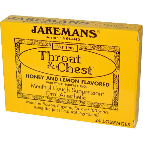 Jakemans Lozenge Throat and Chest  Honey and Lemon Month  24 ct