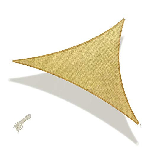 OSIMLEAD 16 x 16 x 16 Triangle Sand Sun Shade Sail Canopy Outdoor Awning UV Block for Patio Backyard Garden