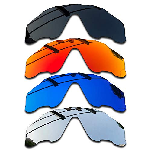 SEEABLE Premium Polarized Mirror Replacement Lenses for Oakley Jawbreaker OO9290 Sunglasses - Dark Black-Silver Mirror-Blue Mirror-Fire Orange Mirror