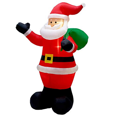 Glory Island 7 FT Christmas Inflatable Santa Claus Holding Gifts Bag  Blow Up Airblown Santa Claus with LED lights  Lighted Christmas Decor for Yard