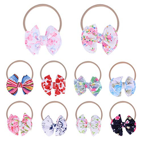 Suksadum Baby Girl Headbands Bows  Newborn Infant Toddler Nylon Hairbands Hair Accessories