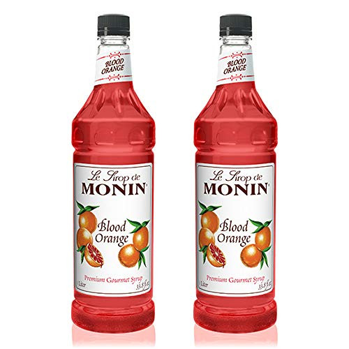 Monin - Blood Orange Syrup  Berry Citrus Flavor  Natural Flavors  Great for Cocktails  Mocktails  and Lemonades  Vegan  Non-GMO  Gluten-Free -1 Liter