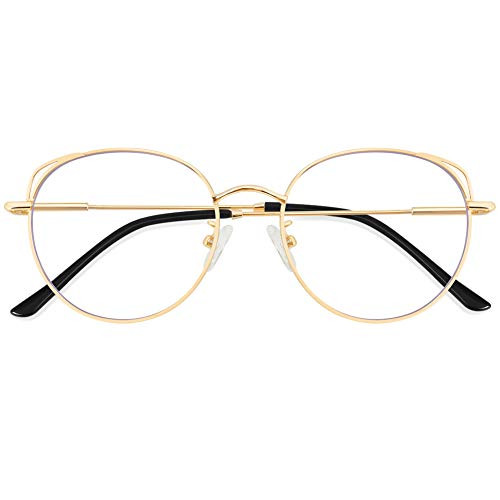 Blue Light Blocking Glasses Women  Gaming Computer Reading Fake Glasses for Women Men Non Prescription Anti Eyestrain Blue Ray -Gold-
