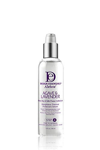 Design Essentials Natural Agave and Lavender Weightless Thermal Protectant Serum - Blow-Dry and Silk Press Collection - 4 Oz