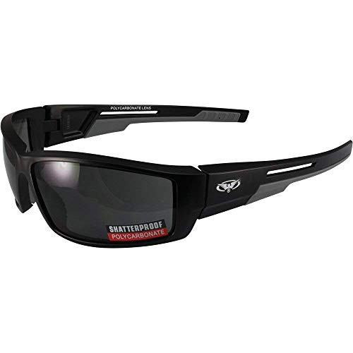 Global Vision Sly 88 Motorcycle Sunglasses Matte Black Frames Smoke Lens with Grey Double Injection Rubber Global Vision Sly 88 Motorcycle Sunglasses Matte Black Frames Smoke Lens with Grey Double Injection Rubber